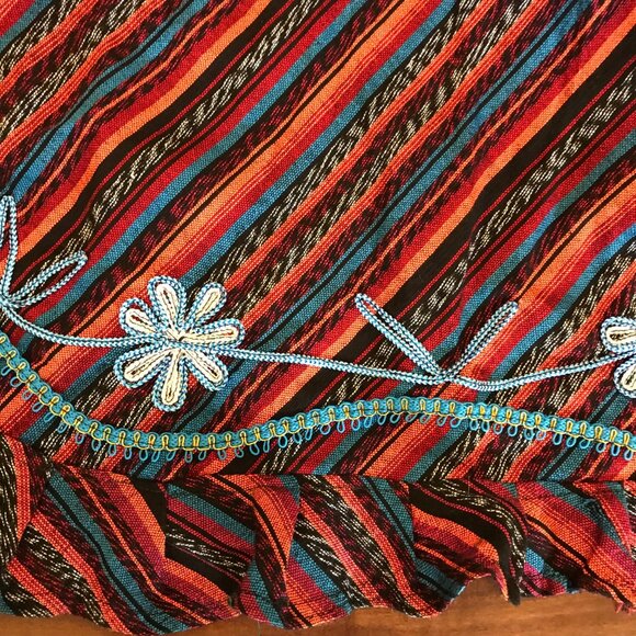Handmade Sewn Woven Multicolor Embroidered Waist Apron Pockets Guatamalan Style - Picture 5 of 8